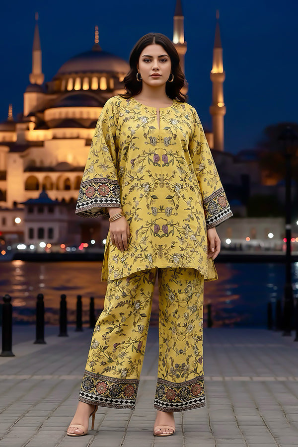 2 Piece - Printed Silk Co-ord Set - BD - 08
