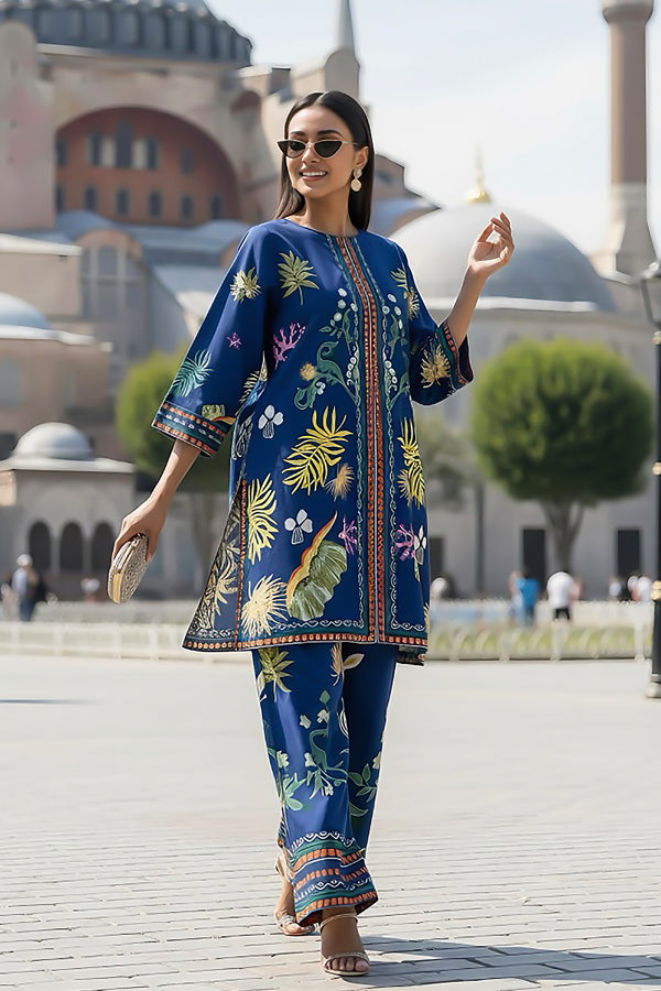 2 Piece - Printed Silk Co-ord Set - BD - 02