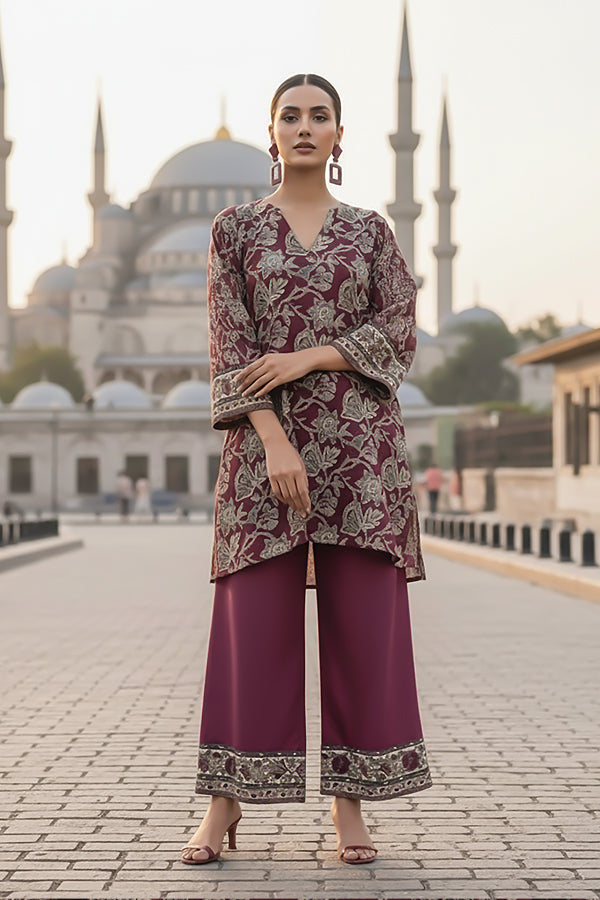 2 Piece - Printed Silk Co-ord Set - BD - 10