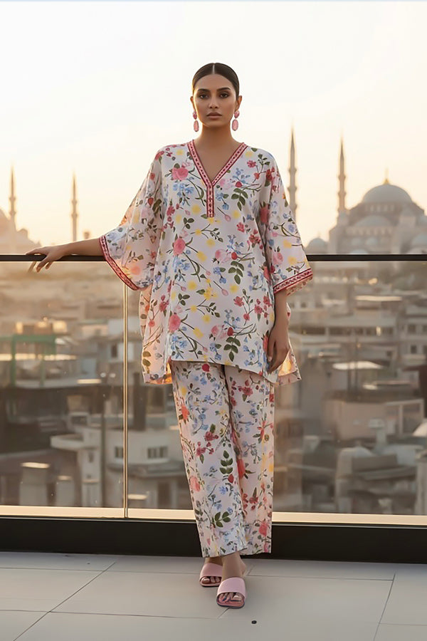 2 Piece - Printed Silk Co-ord Set - BD - 03