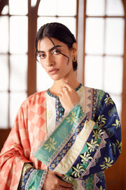 3 Piece - Printed & Embroidered Khaddar Suit - AU-02